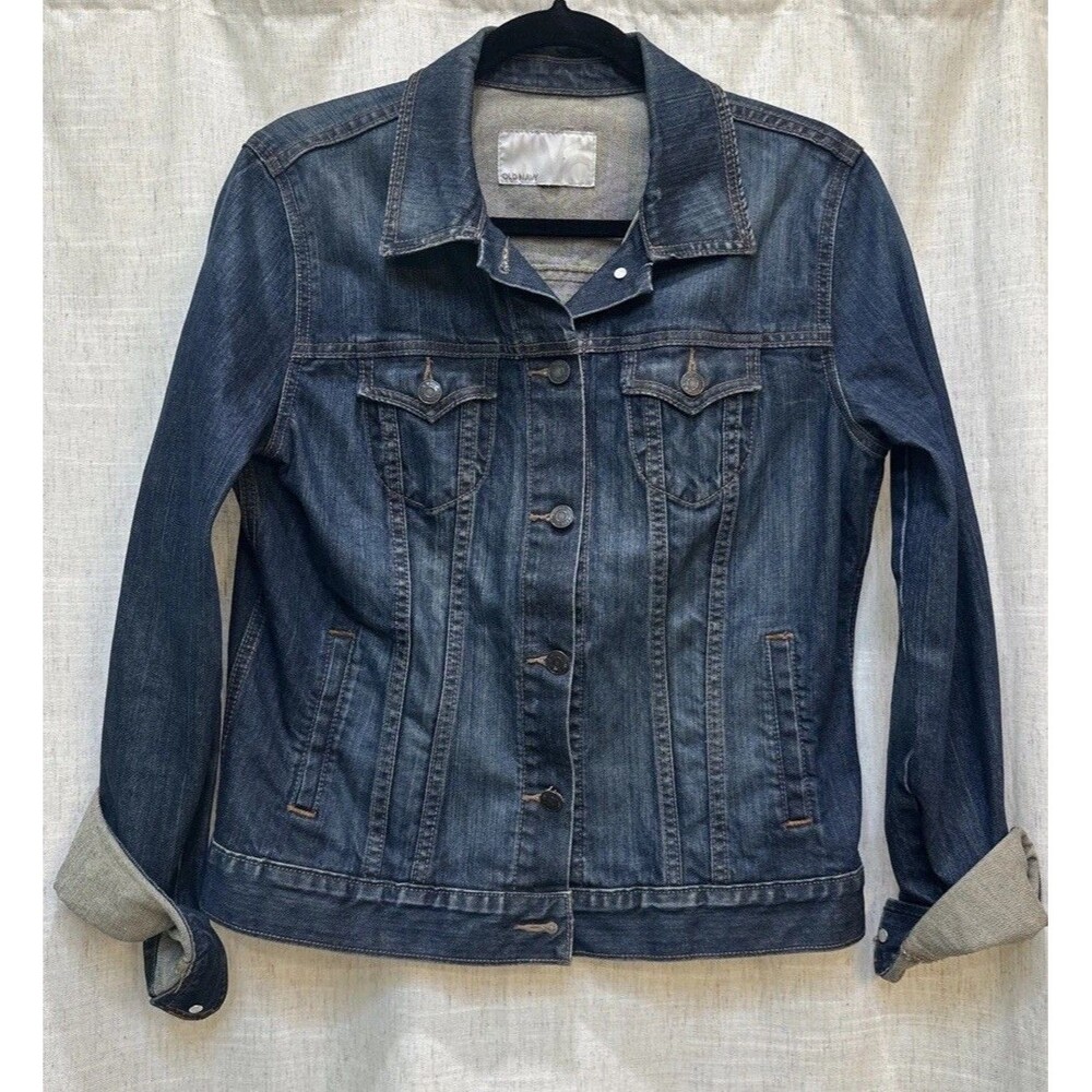 Old Navy Classic Dark Wash Stretch Denim Jacket - Women's Medium